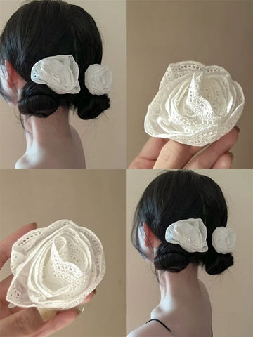 Flower Hair Clip Milk White Niche Hair Accessories Ins Girl Korean Clip Simple Temperament Headwear - Jam Garden