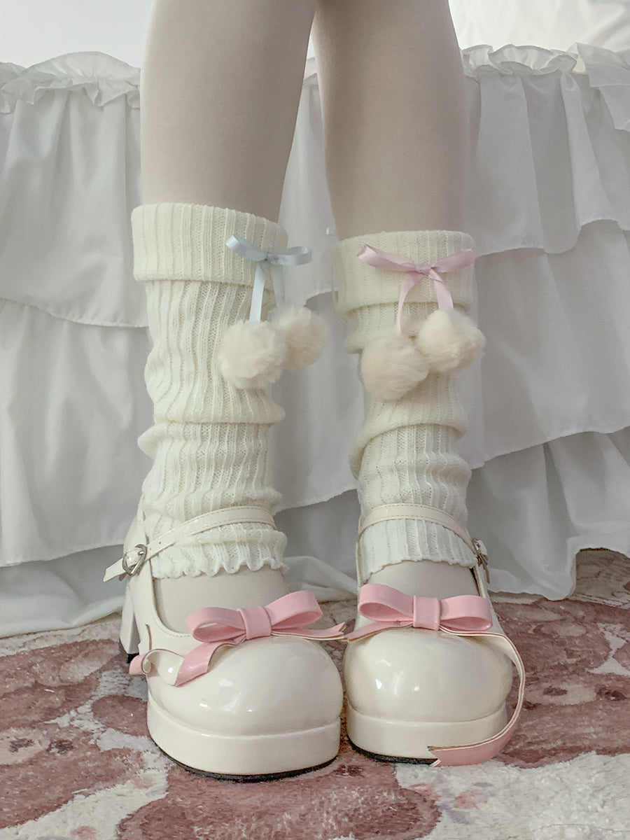 Sweet Lolita Japanese Fur Ball Lace Socks