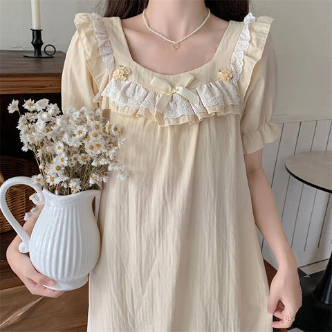 Women's summer thin cotton French sweet princess style