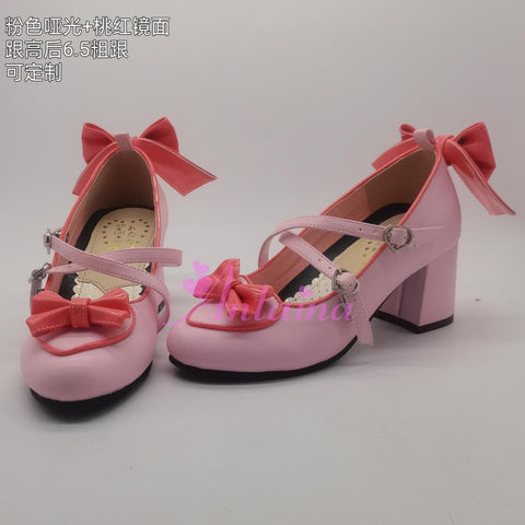 Cute and sweet Japanese Lolita cross-strap bow shoes