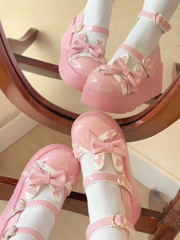 Original lolita platform shoes round head Japanese sweet