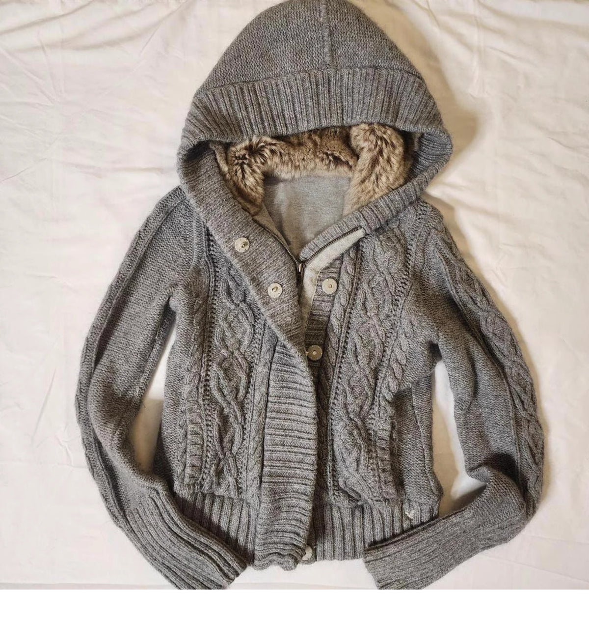 Original Grey Lambswool Hooded Cardigan