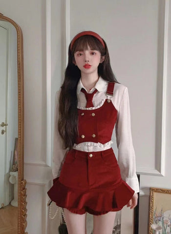 Hot Girl’s New Sweet Short Vest Shirt Skirt Three-piece Skirt