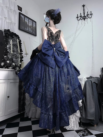 Moonlight gem trailing shiny big bow original lolita dress