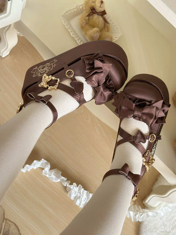 Platform-Soled Doll-Feel Satin Lolita Shoes