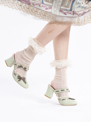 Original Lolita elegant mules single shoes pointed round toe