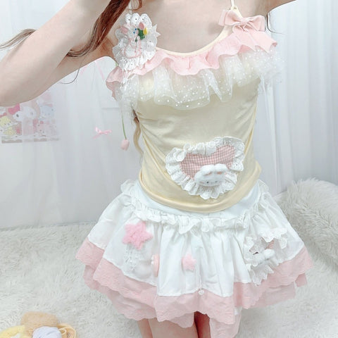 Sweet and cute girl soft girl tulip suit