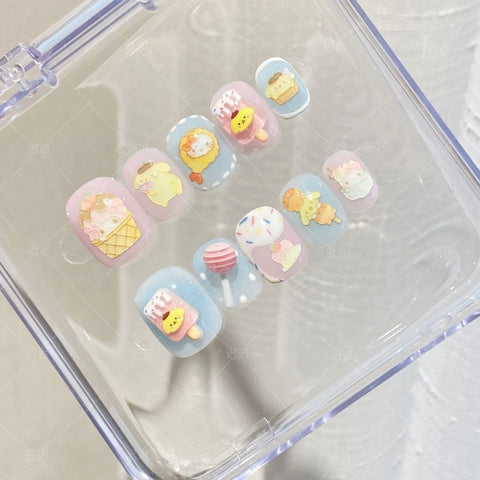 Sanrio custom wearable nails pudding dog Melody cute short nails