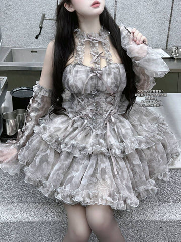 Girl Gray Style·Romantic Sweet Desire Halter Slimming Princess Dress