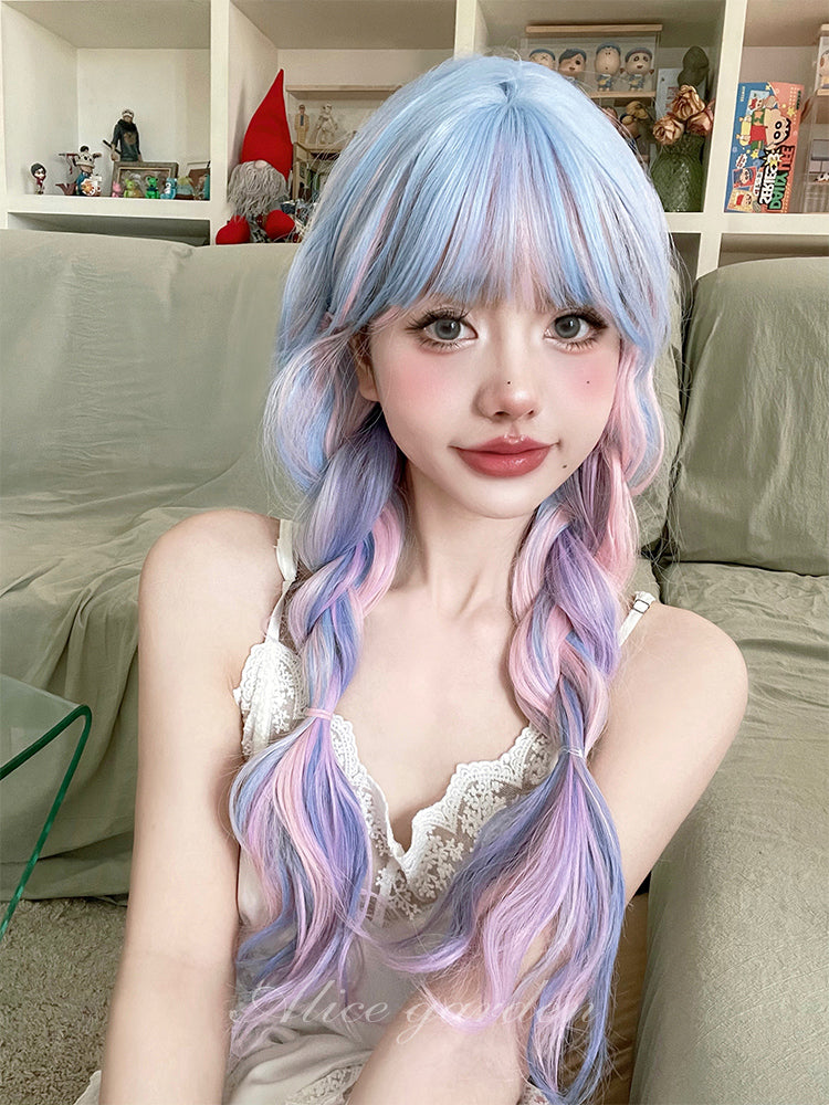 Wig Harajuku Soft Girl Lolita Candy Color Long Curly Hair - Jam Garden