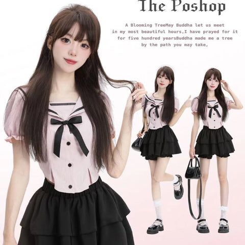 POSHOP Girl's Diary Waist Slimming Sailor Dress Set