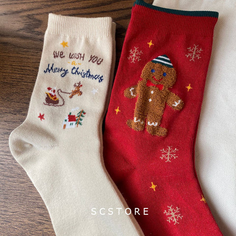 Warm and Cute New Year Red~Christmas New Year Series Socks Cotton Socks Women's Socks