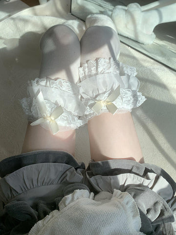 Lolita lace white jk knee socks