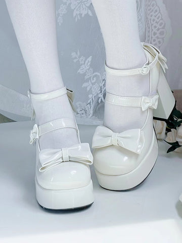 Lolita original bowknot thick heel high heels