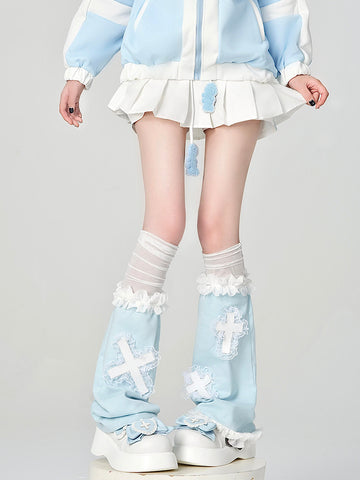 Subculture Y2K blue and white cross leg sleeves