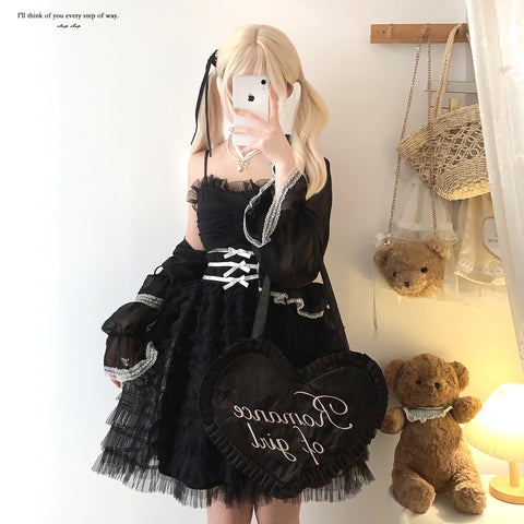 sleepingdoll Elegant Layered Cake Bow Sling Dress