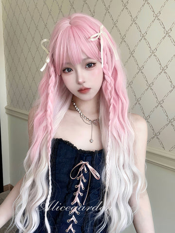 Japanese sweet gradient long curly hair JK full head set