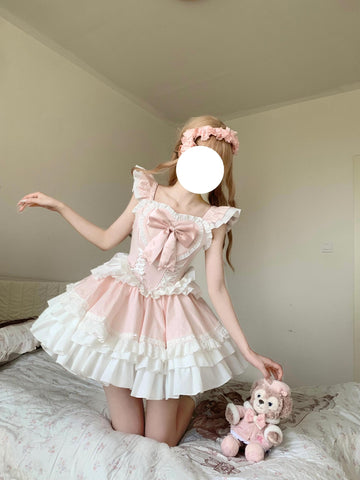 French sweet girl pink first love milky sweet Lolita princess dress