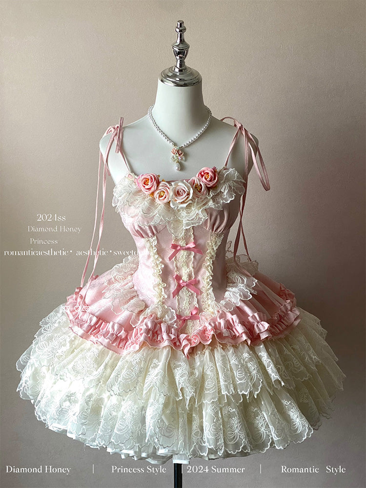 Fairy atmosphere lolita romantic rose dark pattern jsk dress