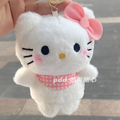 Cute Cartoon Scarf Hello Kitty Plush Pendant Backpack Keychain Pendant