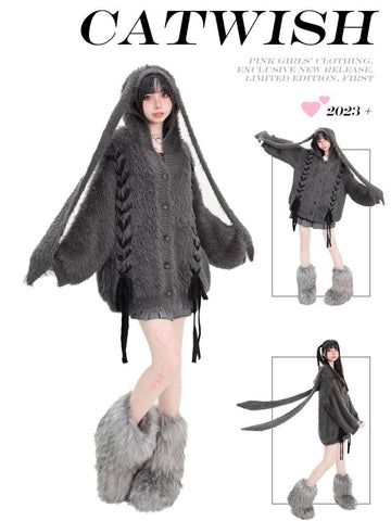 Plush Faux Mink Thick Cardigan Sweater Jacket