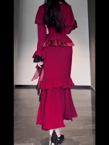 Lolita fishtail skirt elegant slim dress dress