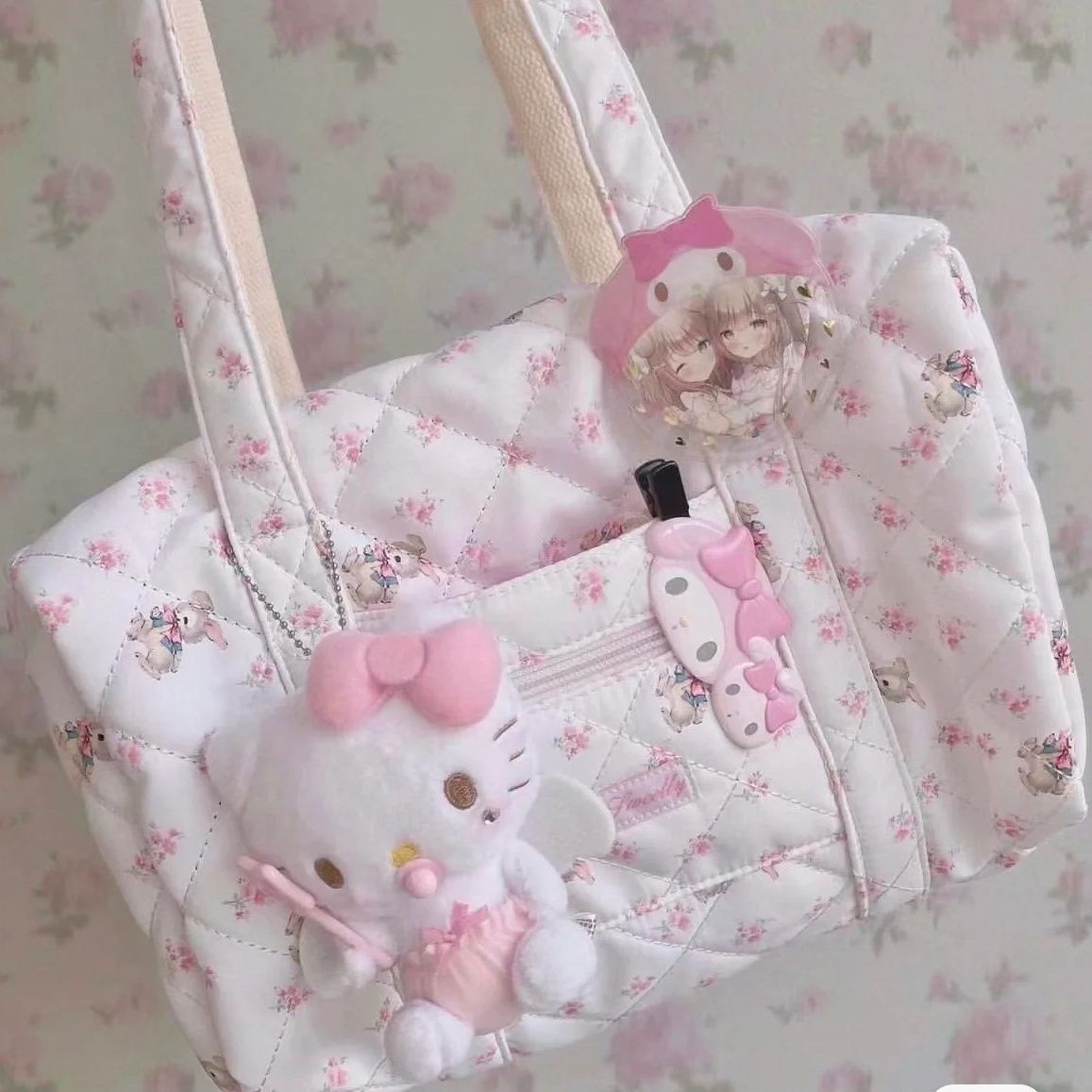Hellokitty Self-Made Cherry Blossom Cute Girl Heart High-Value Handbag Mori Light Luxury Underarm Bag - Jam Garden