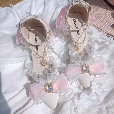 Original bride high heels lolita pink blue stiletto