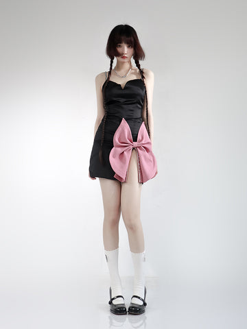 DamnGirl bow hottie cute black and pink skirt dress