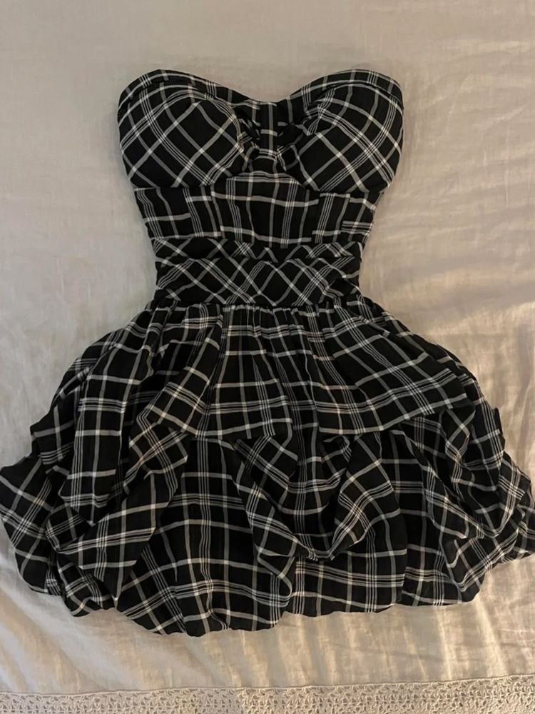 Summer new retro plaid baby collar dress