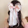 Oversized Jasmine White Mesh Bow Ribbon Hairpin