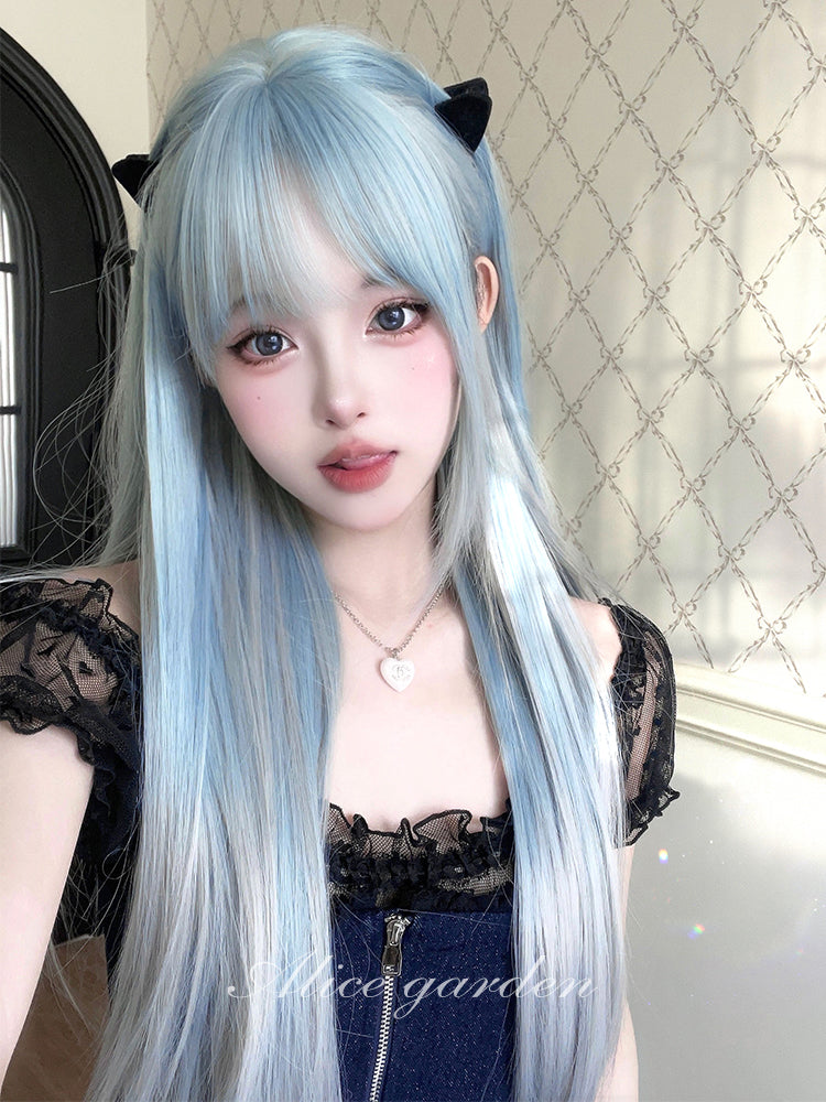 Blue gentle headband wig