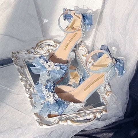 Original silver blue lolita shoes lolita shoes