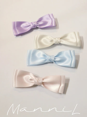 French sweet milk blue double layer large bow