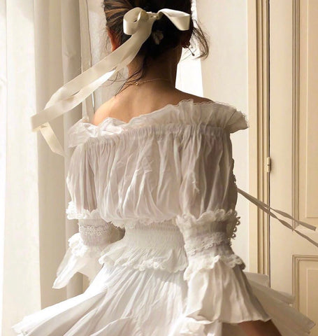 White long ribbon bow ballet hair accessories