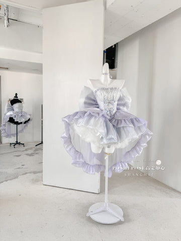 POSHEPOSE purple princess style big bow skirt suit