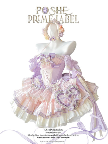 POSHEPOSE Lilac multi-layered lace ballet style princess dress