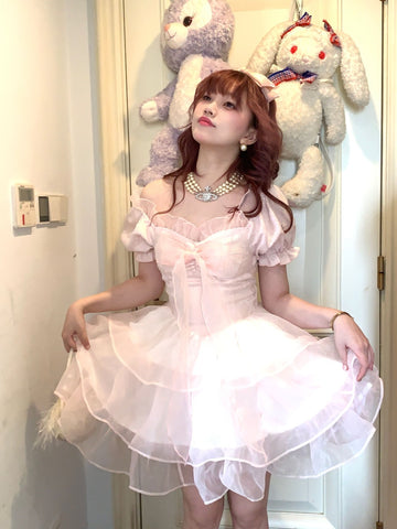 Fairy sweet French dress girl pink