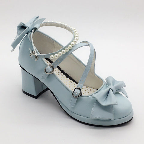 Lolita sweet girl shoes dress shoes pearl necklace