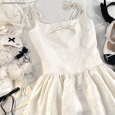 sleepingdoll French style bow waist suspender dress