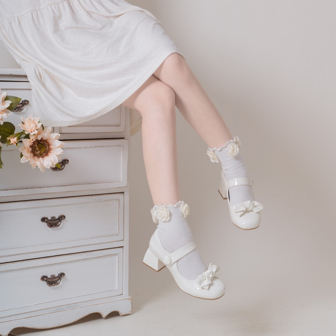 New Lolita Bow French Mary Jane Elegant Fairy High Heels - Jam Garden