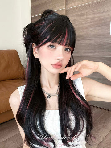 Ear-hanging dyed natural and lifelike jk full bangs wig