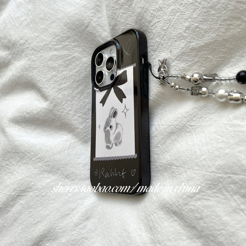 Sweet cool black bow bunny phone case