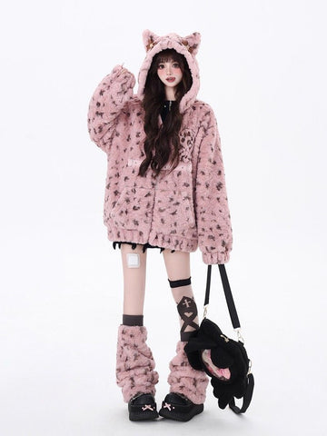 Women's winter cute ears lamb wool coat