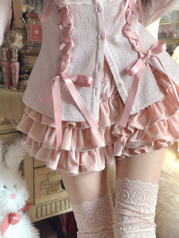 Bobon21 Thousand Layer Cream Girls Spring and Summer Velvet Cake Skirt