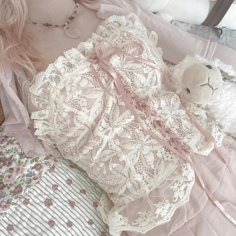 Lace Pink Strappy Tank Top