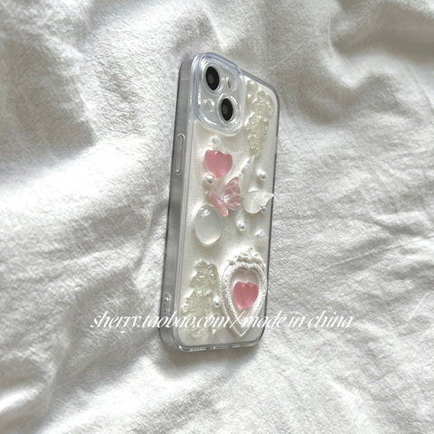 Girly Heart Butterfly Pearl Love Phone Case