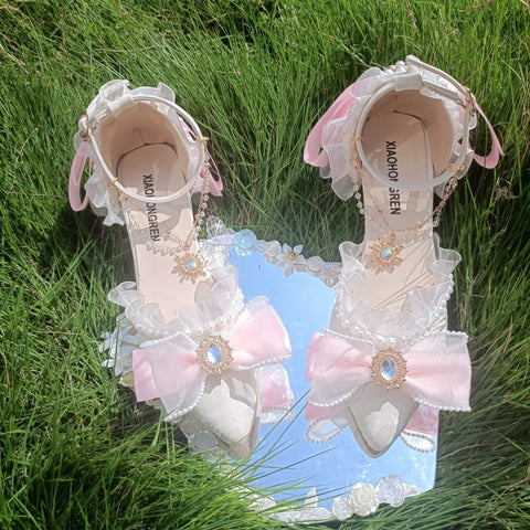 Original bride high heels lolita pink blue stiletto