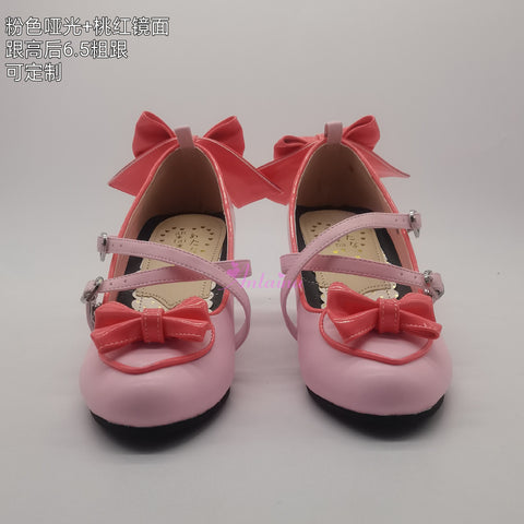 Cute and sweet Japanese Lolita cross-strap bow shoes