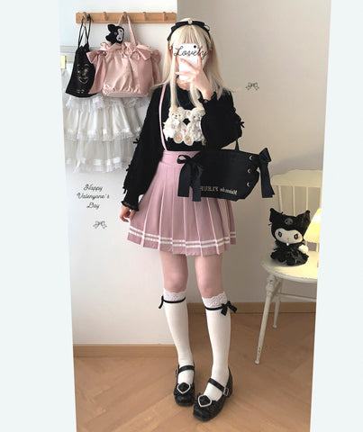 sleepingdoll Landmine Navy Style Pleated Uniform Suspender Skirt